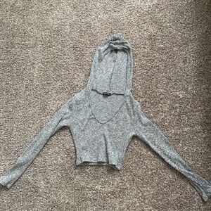 Gray Knit Hooded Sweater